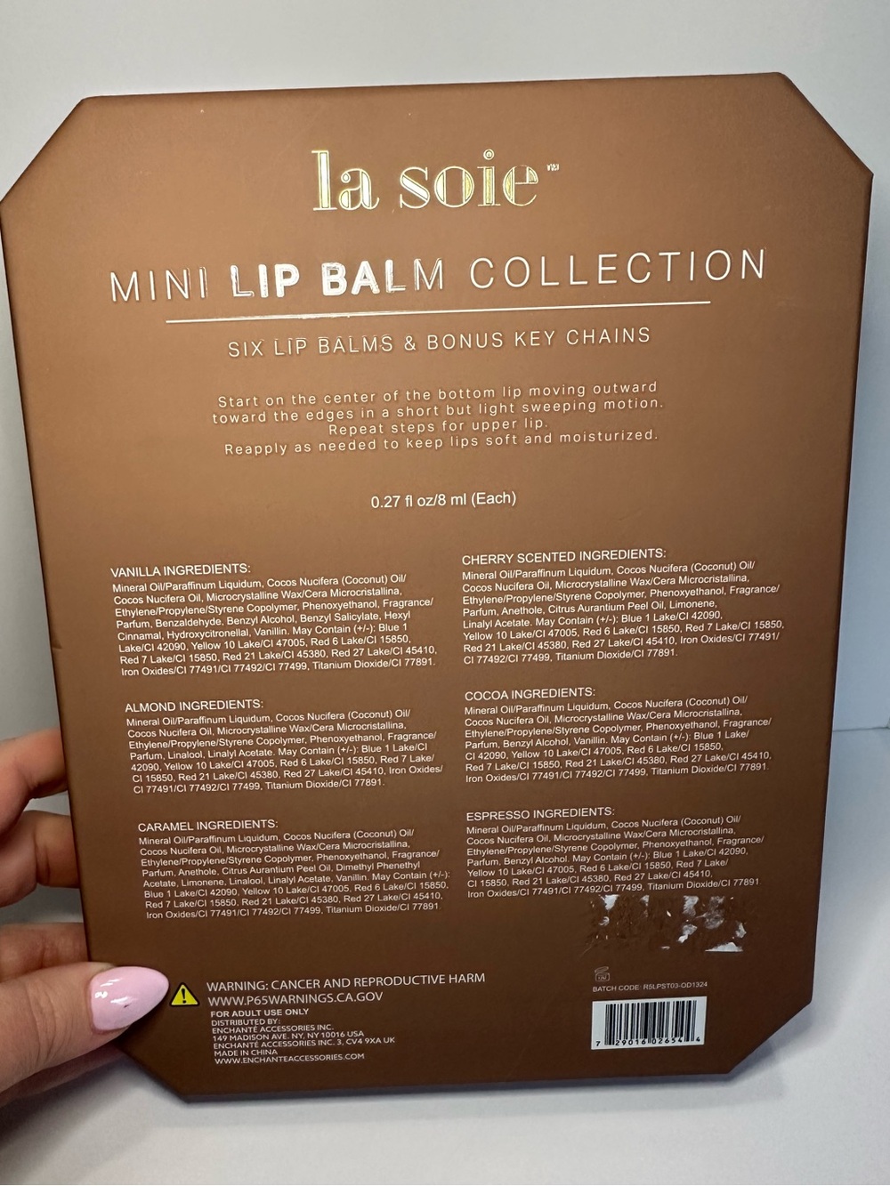 La Soie Mini Lip Balm Collection 6 Piece Tinted Lip Balms w/ Keychains - New - Picture 4 of 6